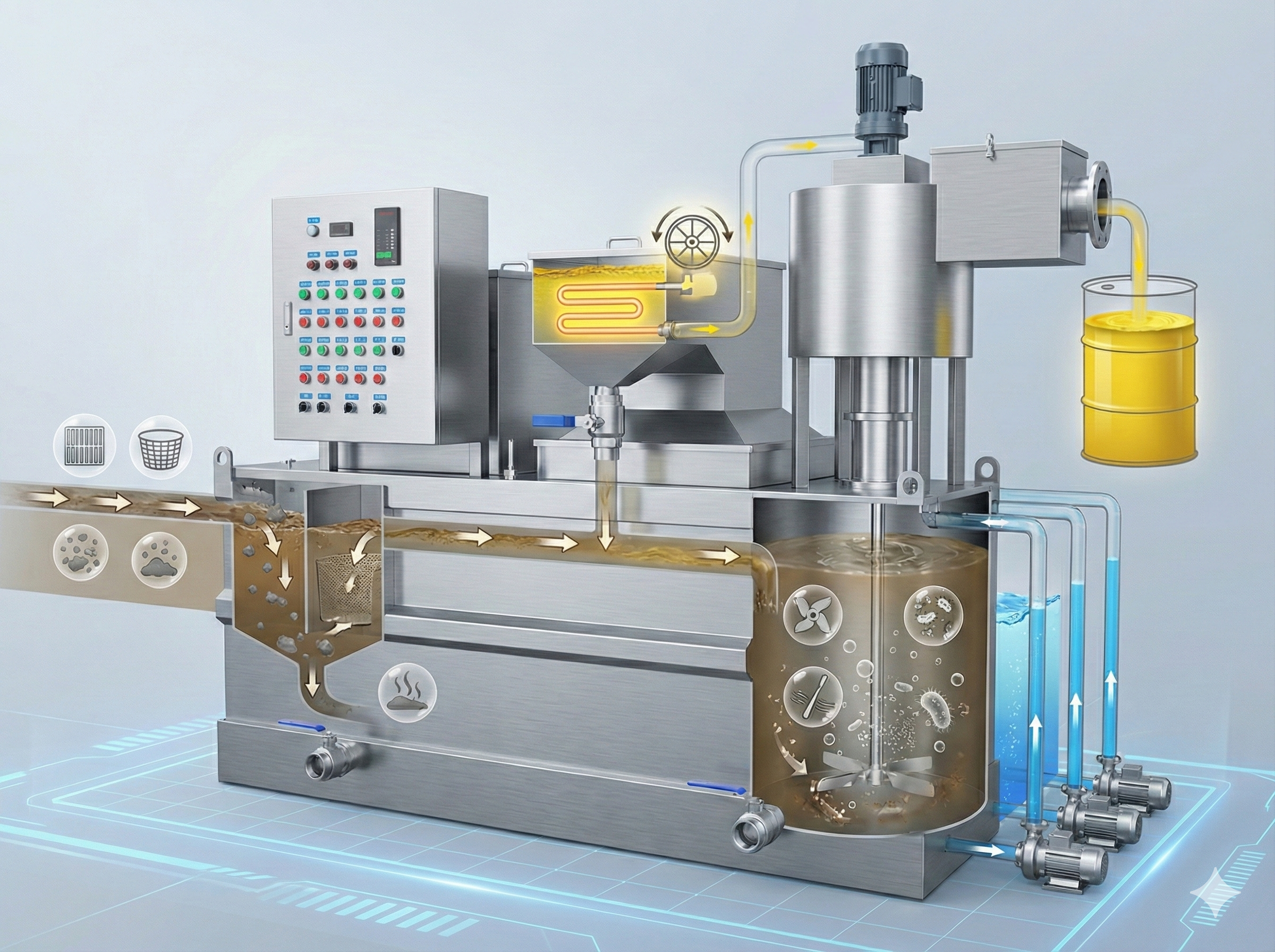 Zero Sludge Anaerobic Grease Trap for Commercial Kitchens